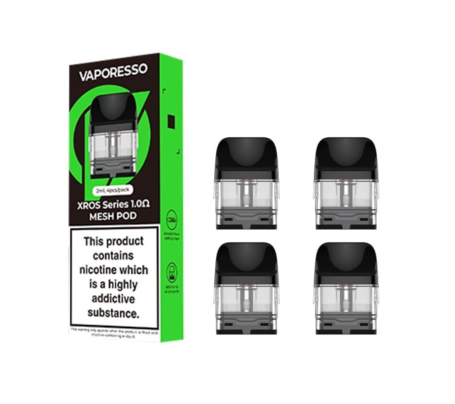 Vaporesso XROS Pods 4 Pack - Refillable Replacement Pods for XROS Vape Range | Leak-Proof Design, 0.4,0.6,0.8,1.0,1.2Ω, Vape Pod- No Nicotine (1.0Ω Mesh)