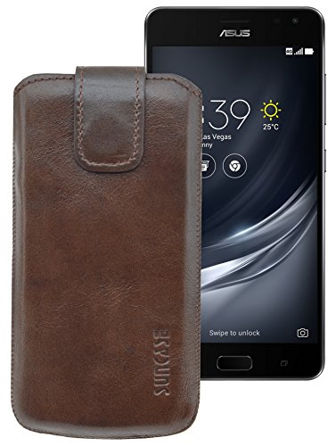 Suncase - Funda de piel con función retráctil para Asus ZenFone AR