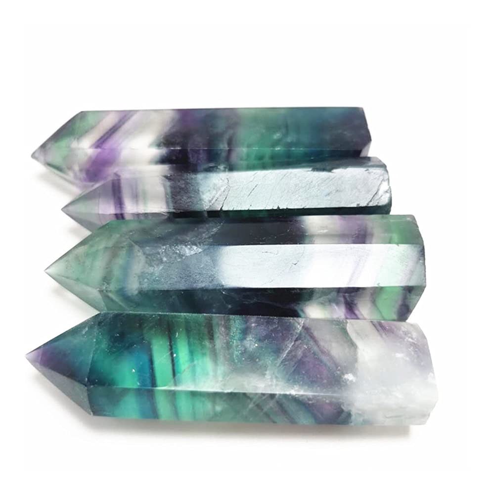 Natürlicher Streifen-Fluorit-Kristall, sechseckiger Punkt, Quarzkristall, Steinpunkt, Meditationsgeschenk ERTEYIN