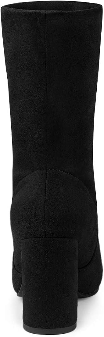 Allegra K Women's Rounded Toe Block Heel Foldable Ankle Boots 6 Black