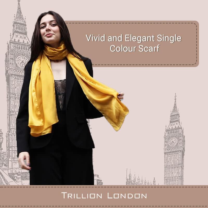 Trillion London® Spring Collection Silk Scarf - Silk Neck Scarf For Women - Ladies Lightweight Scarves Shawl Wraps 70" x 35" - Image 3