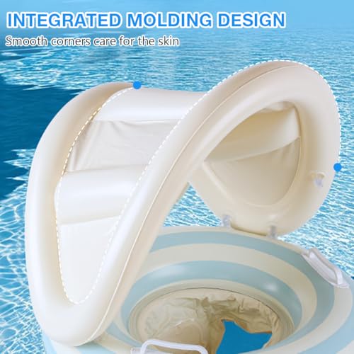Image of Proberos Inflatable Baby Pool Float with Sun Canopy for Age 1-3, UPF 50+ Sun Protection Safe Toddler Swim Ring with Handles, Soft PVC Swim Tube, Infant Swimming Float Seat, 24-54cm