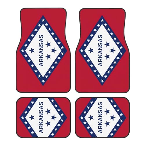 Arkansas State Flag Print Auto Teppichmatten-Set Premium Qualität Teppich Fahrzeug Fußmatten für Autos Autozubehör