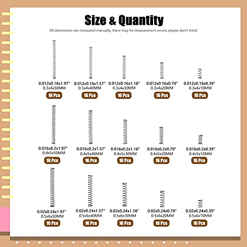 Wokape 240Pcs 15 Sizes Compression Springs Assortment Kit, Mini Stainless Steel Extension Springs For Shop And Home Repairs, 0.39" To 1.97" Length, 0.16" To 0.24" Od, 10Mm - 50Mm Length, 4-6Mm Od #TOP1