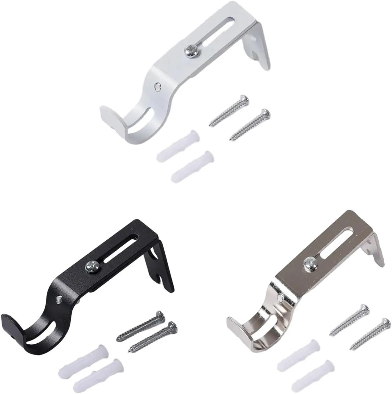 Curtain Rod Brackets 6 Pcs Curtain Rod Holder Portable Single Rod Bracket for WallCurtain Rod Bracket Curtain Rod Support Hanger for 1inch Curtain Rod for Bedroom(White)