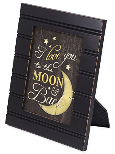 Cottage Garden I Love You To The Moon And Back Black With Gold Trim 8 X 10 Framed Wall Art Plaque #TOP1