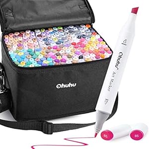 Ohuhu 200 kleuren dubbele tips permanente markeerstiften op alcohol gebaseerde kunstmarkeringen voor kinderen…