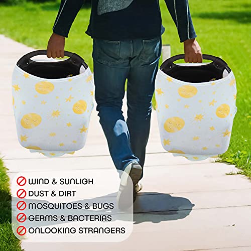 Image of Stretchy Baby Car Seat Covers for Newborns, Infant Car Canopy Extra Soft and Stretchy Nursing Covers for Moms (Shinning Night)