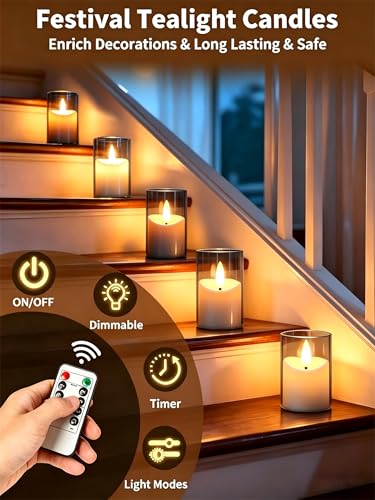 Image of Rechargeable Flameless Candles with Remote Timer | 1.7 inchx2.5 inch Acrylic Votive Electric LED Rechargeable Tea Lights Battery Operated for Halloween Christmas Wedding Decor (6 Pack)