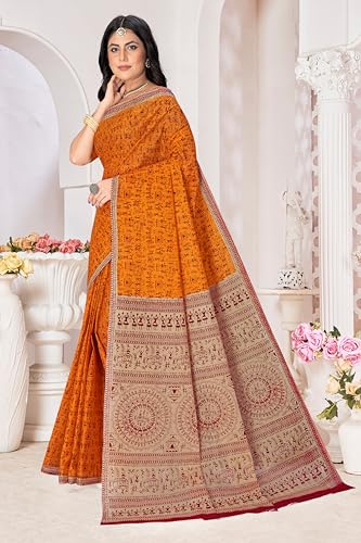 Image of TAMAIRA FASHION Mulmul Pure Cotton Saree For Woman Warli Printed |Office Wear Daily Wear Sarees For Women Without Blouse Piece(Available in 16 Colours)