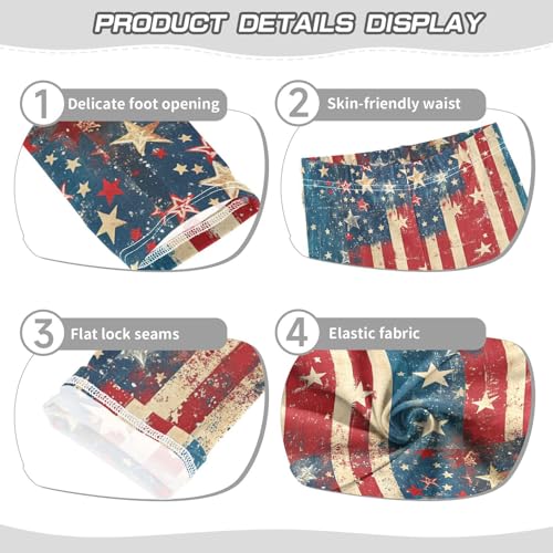 Boccsty Fourth of July American Flag Girls Leggings Kids Yoga Pants Dance Active Tights 4T3