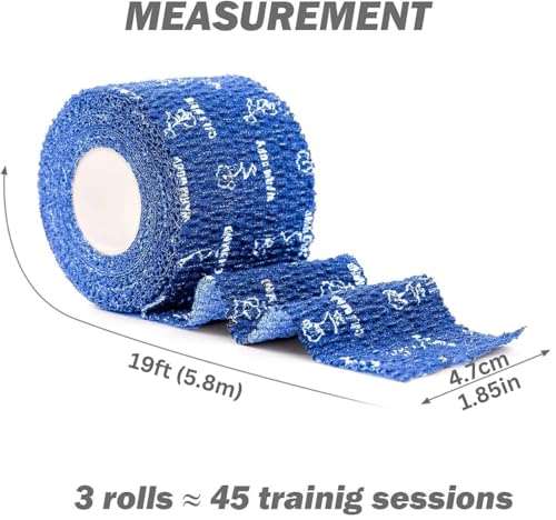 Image of WARM BODY COLD MIND 1.85 inch Weightlifting Thumb Tape - Hook Grip Tape for Powerlifting, Cross Training, Gym Tape, Workout, Weight Lifting Tape, Athletic Finger Wrap (Blue 3 Rolls)