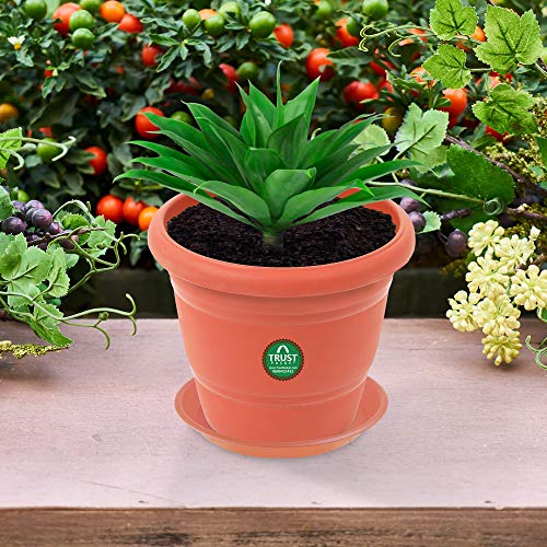 TrustBasket UV Treated Round Bottom Tray(Plate/Saucer) Suitable for 14 inch Round Plastic Pot-Terracotta Color-Set of 6 | Heavy Duty Highly Durable Plant saucer Gamla for Indoor Home Decor & Outdoor Balcony Garden