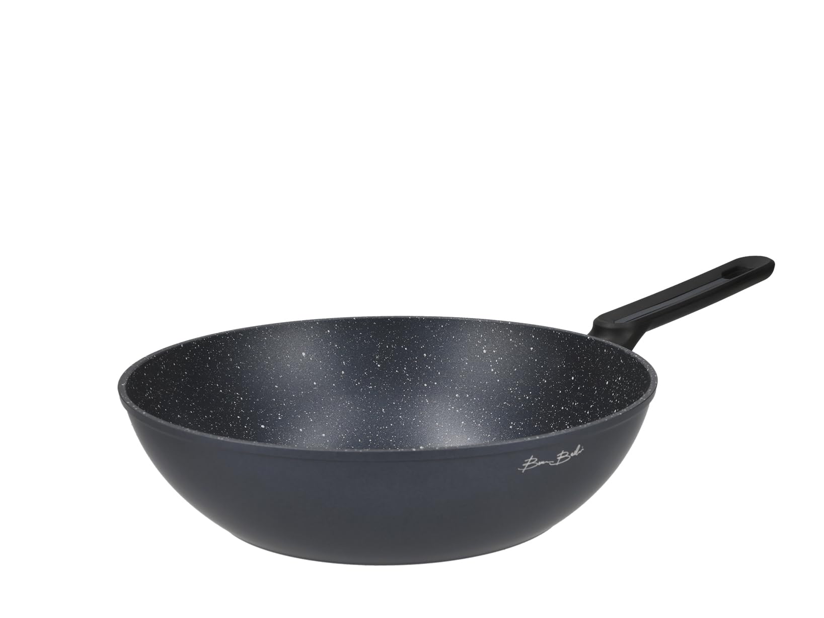 H&H by Bruno Barbieri Vortex Wok Ø 28 cm, Rivestimento Antiaderente PFLUON, Spirale 3D, Fondo Induzione, Interno Effetto Stone