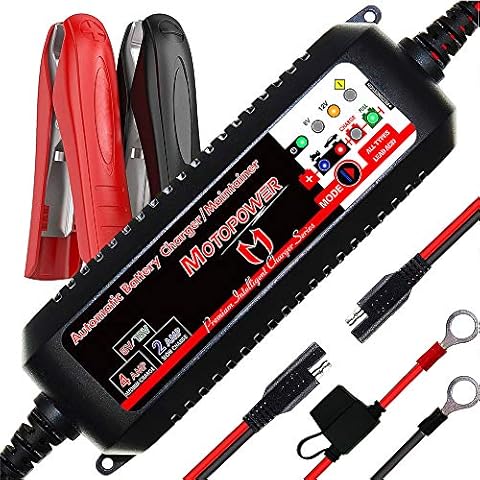 MOTOPOWER 6V 12V 2A / 4A Automatic Battery Charger / Maintainer - UK Plug Cover