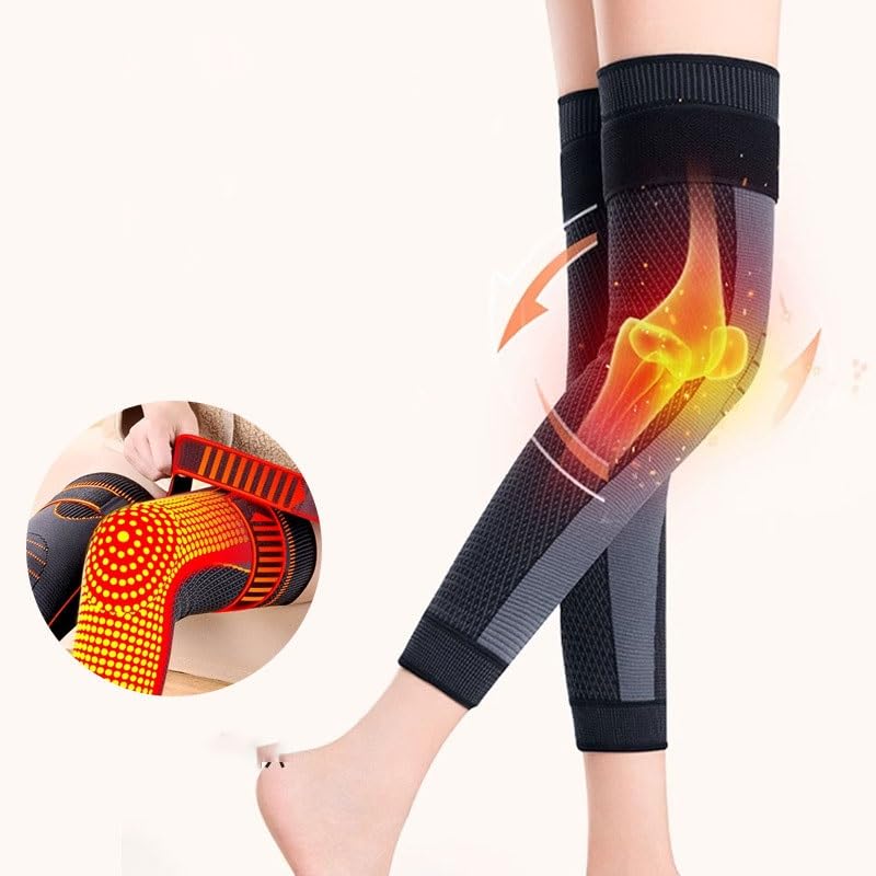 Exercise, protection Extended Knee Pads Knee Pads Anti-slip Plus Straps Old Cold Legs Wormwood Thickened for Fitness, cycling, running, playing football(Orange,X-Large)