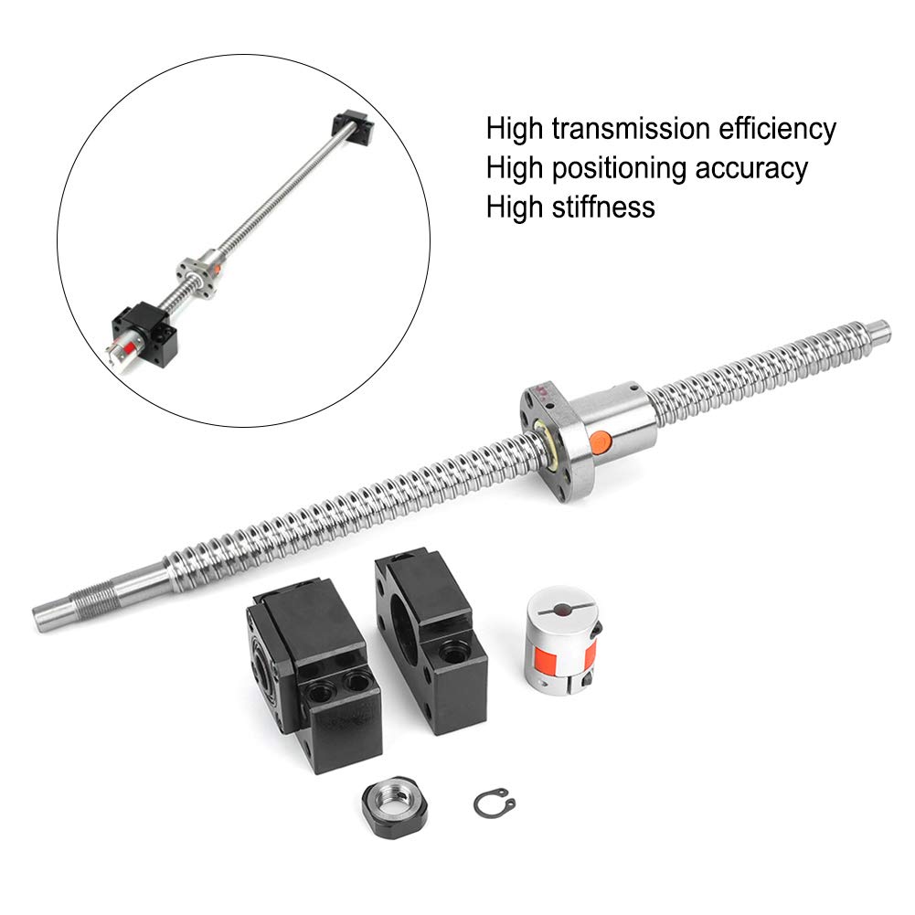 SFU1605 Kugelumlaufspindel-Set 360 mm |BK / BF12-Halterung und 6,35 x 10 mm-Kupplung |Hochpräzise Linearbewegung für CNC / 3D-Drucker/Automatisierung