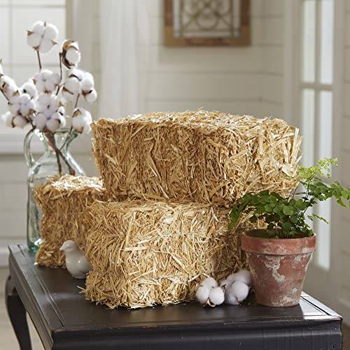 Image of FloraCraft Decorative Straw Bale 5 Inch x 6 Inch x 13-Inch Natural,(Pack of 12)