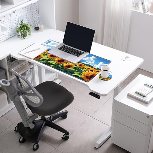 Image of Gaming Mouse Pad Large Mousepad Sunflower Desk Mat XXL Desk Pad 31.5''x15.75'' Computer Mat with Stitched Edge Rubber Base for Work Women Home Office