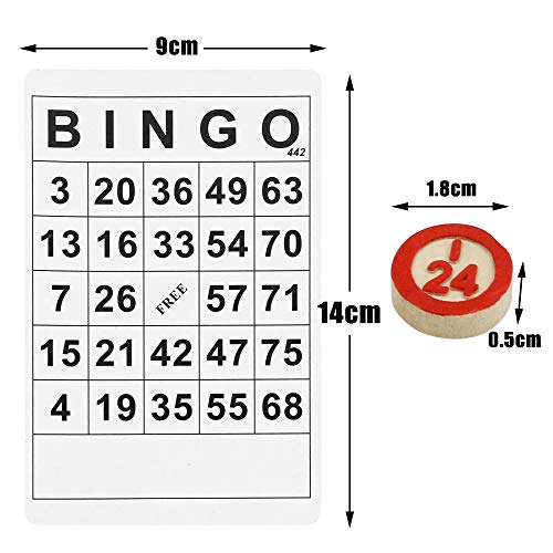 Pralb Disposable Complete Game Set with 120 Bingo Cards, 75Pcs Rustic Wooden Bingo Chips, Custom DIY Board Game Pieces, and Arts & Crafts | Traditional, Holiday, & Wedding Games - Thumbnail 2