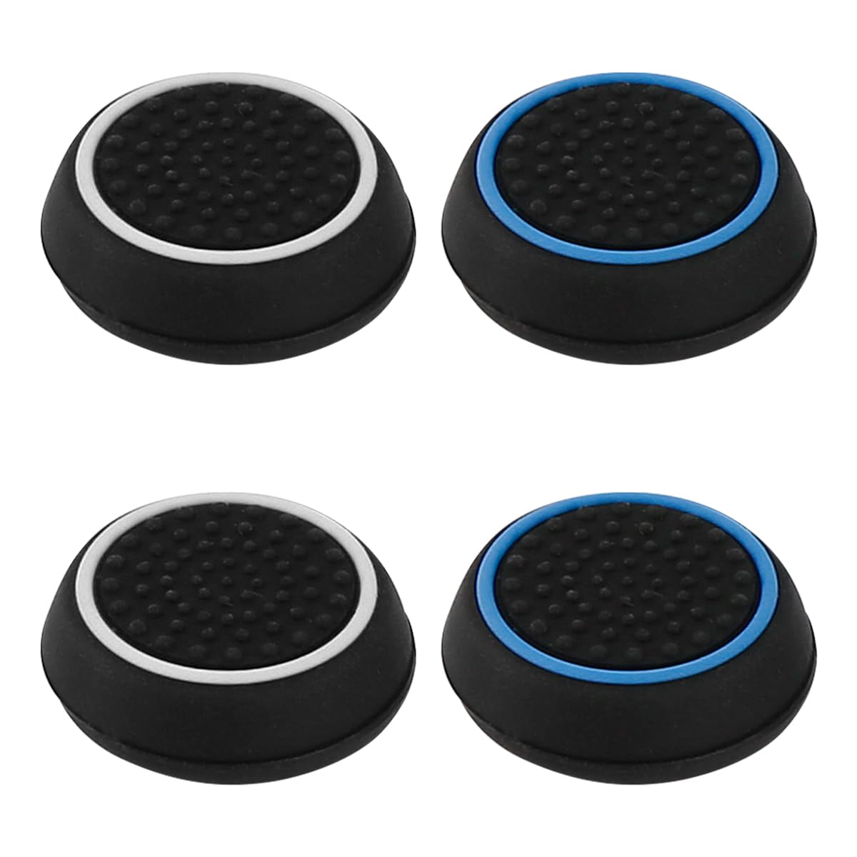 Thyonta 4PCS Gamepad Rocker Keycaps Mushroom Head Two-Tone Protective Grip Silicone Caps for PS4 PS5 XBOXONE, Increase the Game Feel-White and Blue