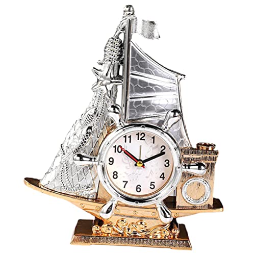 Ciieeo Sveglia Orologio da Nave Nave per Uso Domestico Decorazione Orologio da Tavolo Ornamento da Tavolo in Stile Retrò