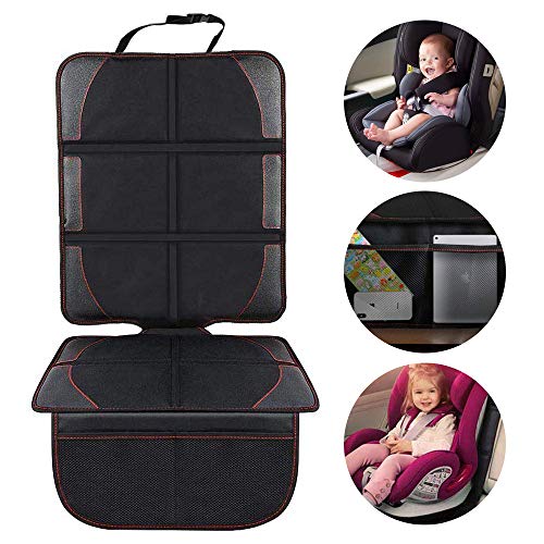 Gaoni Car Seat Protectors for Child Seats Baby Seat Protector with Organiser Pockets,Protects Upholstery from Stains & Damage with Padded Cover,Anti-Slip,Waterproof,Car Accessories,Black