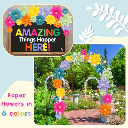 Image of MotiMind 18 Pcs Paper Flowers Bulletin Board Decorations DIY 3D Paper Floral for Wall Classroom Back to School Birthday Party Flower Backdrop Decoration Photo Backdrop(Multicolor,6 inch 8 inch 10 inch)