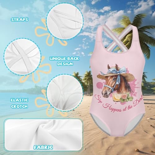 Image of WELLFLYHOM Girls Bathing Suits One Piece 5-14 Kids Full Coverage Swimsuits Cross Back Summer Swimwear for Beach Holiday