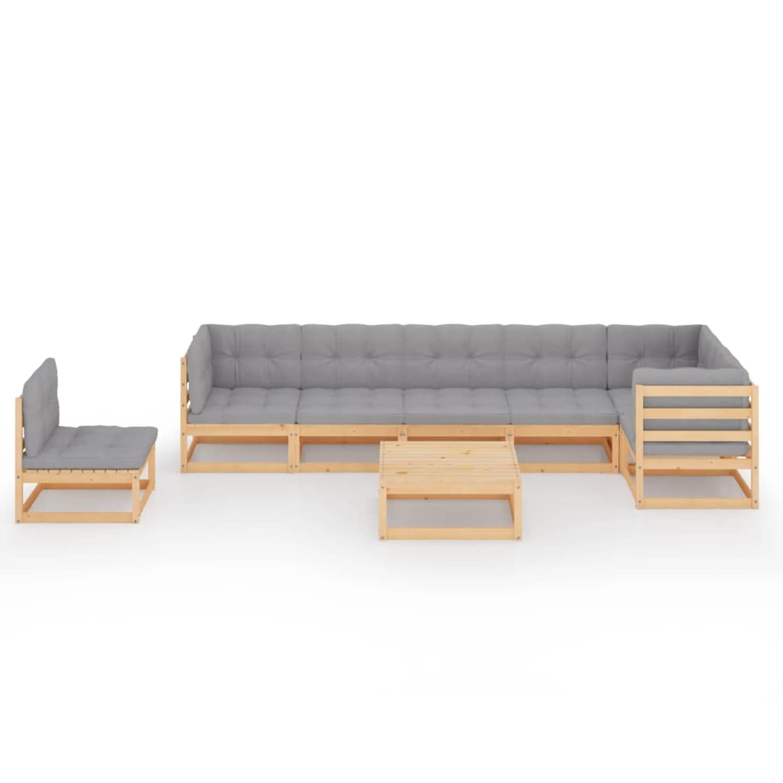 LAPOOH Zestaw mebli ogrodowych 8 sztuk i poduszek, zestaw ogrodowy, zestaw ogrodowy, meble na taras zewnętrzny, zestaw mebli ogrodowych, sofa do ogrodu na taras, lite drewno sosnowe