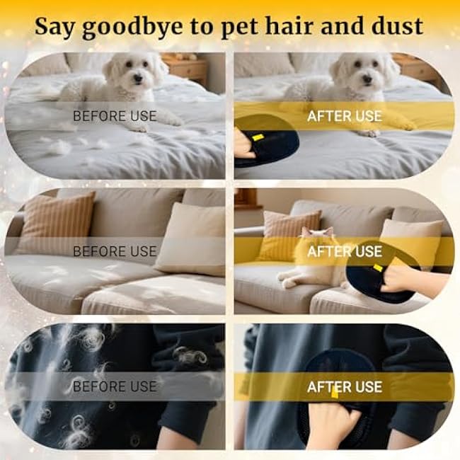 3PCS Upgraded Pet Hair Removal Glove for Dogs & Cats, Reusable Electrostatic Pet Hair Remover Glove for Couch, Furniture, Carpet & Car Seat, Best Grooming Gloves for Pets Hair Removal & Massage-3Yb20ULw