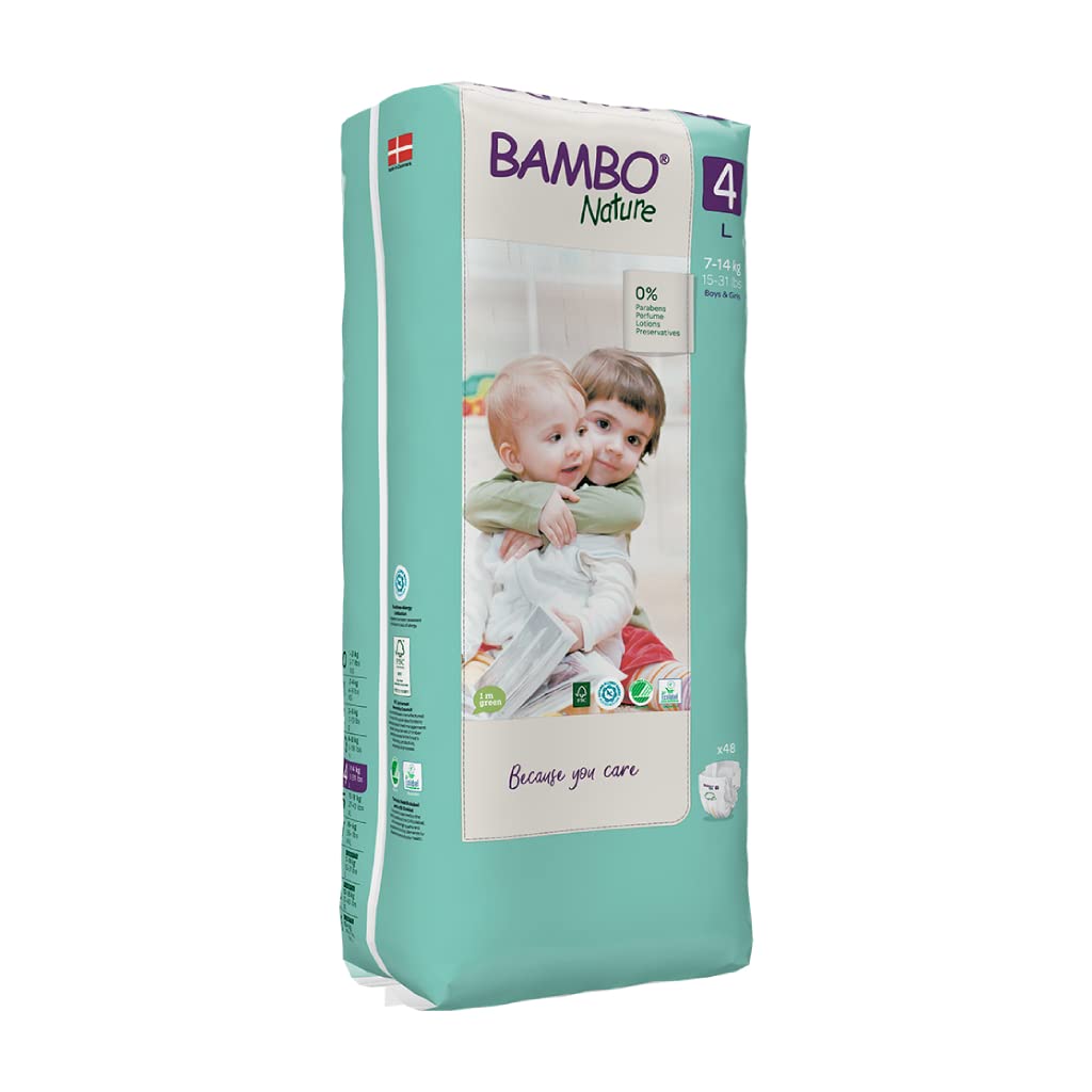 Bambo Nature Pañales Bébé Talla 4 – 7 a 14kg (Pack 3×48 Un)