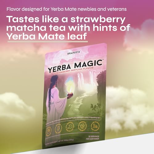 Yerba Magic Strawberry Matcha Instant Tea, 3-in-1 Super Drink - Clean Energy, Brain Fog Buster, and Gut Health Powered by Nootropics, Prebiotics and Probiotics | Yerba Mate 20 Stick Packs