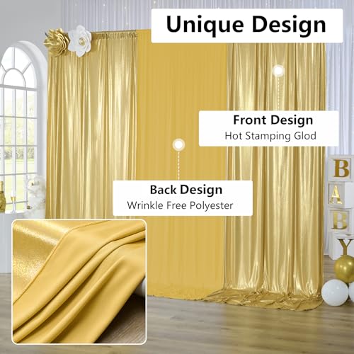 Image of 40x10 ft Wrinkle Free Gold Sequin Backdrop Curtain for Parties,Thick Not Fall Glitter Wedding Backdrop Drapes,8 Panels 5x10ft Shimmer Photo Wall Back Drop Cloth for Graduation Photography Background