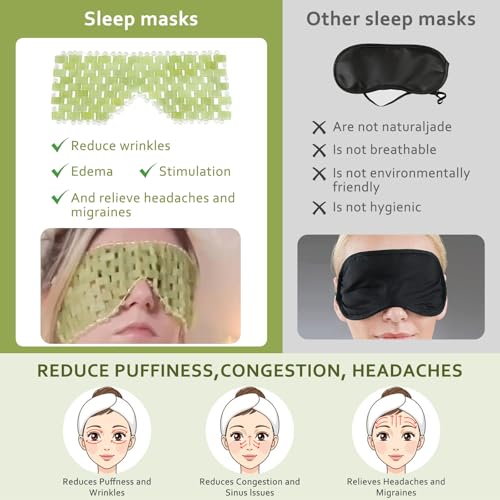 Jade Eye Mask 2pcs - Facial Cooling Mask with 100% Real Jade for Hot & Cold Therapy to Reduce Wrinkles, Puffiness, Migraines, and Anti-Aging - Imagem 4