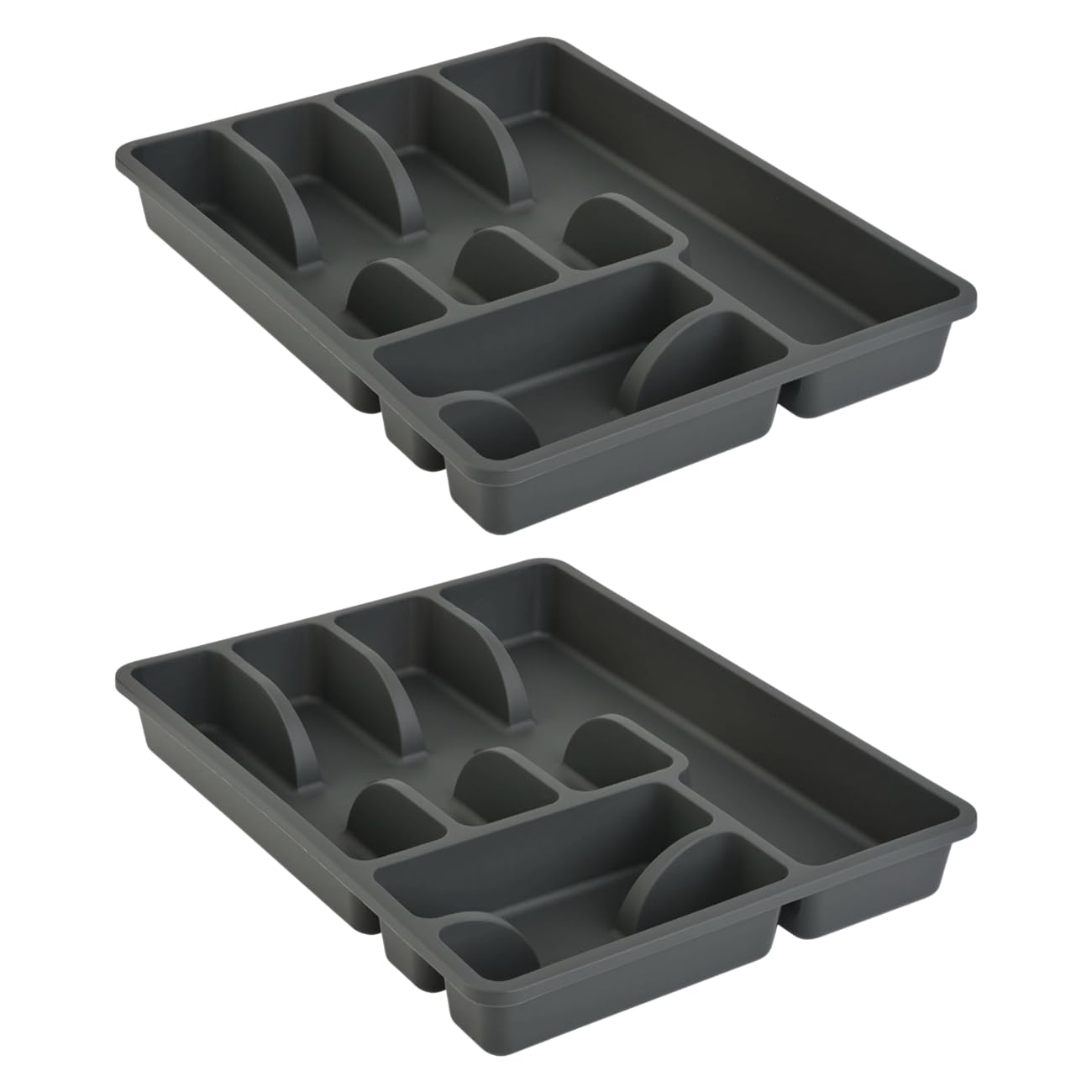 Engelland Anthracite-2 2 X Cutlery Trays With 6 Compartments, Plastic, Bpa-Free, Colour: Anthracite, Dimensions: 38 X 29 X 5 Cm