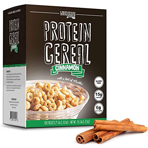 Protein Cereal, Low Carb Cereal, High Protein Cereal, 15g Protein, 6g Net Carbs, High Performance Cereal, 5 Individual Macro-Controlled Packages (Cinnamon)