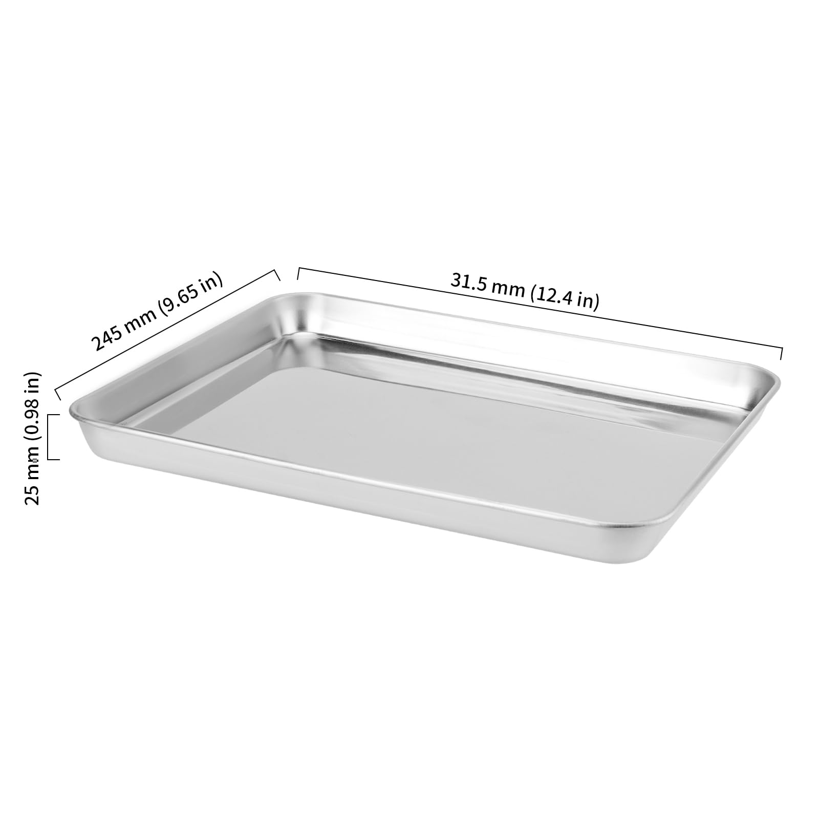 JIEHIN 3 Bandejas De Hornear Acero Inoxidable Antiadherentes | 31,5x24,5x2,5 Cm | Para Pasteles, Galletas Y Verduras