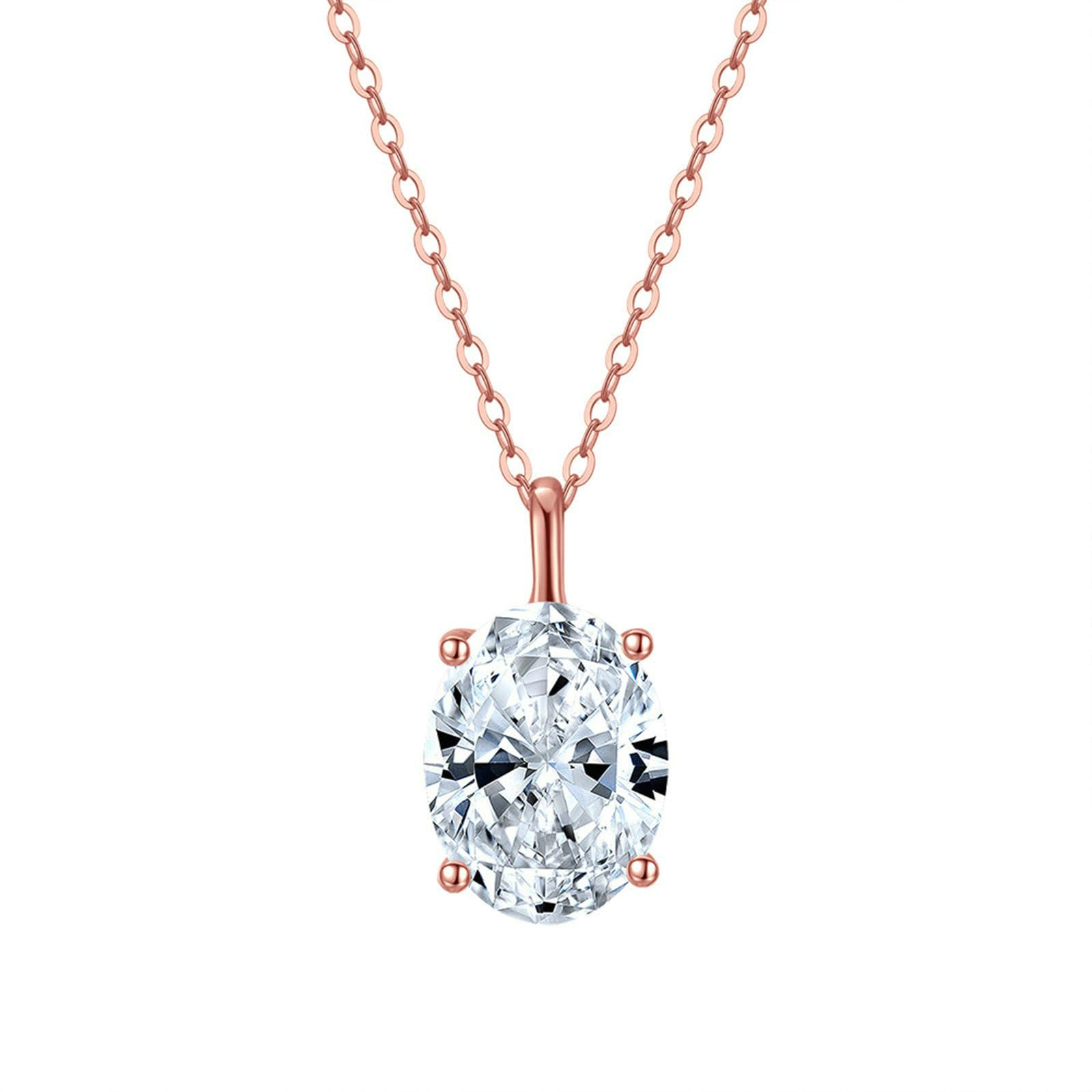 Collane del Pendente Donna in Argento Sterling 925 Oro Collana Pendente Pendente Ellittico Zircone Zirconia Cubica