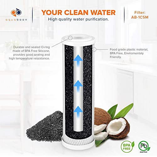 Aquaboon Coconut Shell Water Filter Cartridge | Activated Carbon Block Cto | Universal 5 Micron 10 Inch Cartridge | Compatible With Dwc30001, Wfpfc8002, Fxwtc, Whef-Whwc, Whkf-Whwc 6-Pack #TOP2