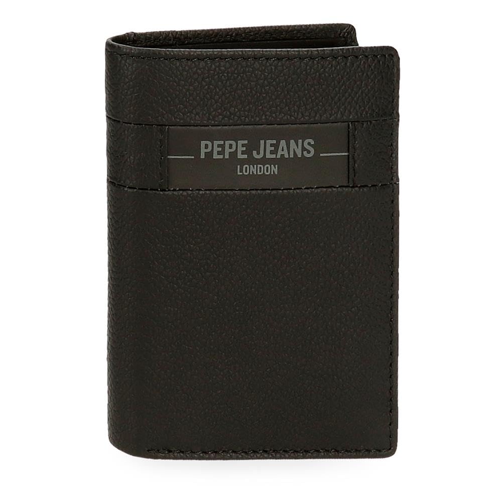Pepe Jeans Checkbox Vertical Wallet with Purse Black 8.5 x 11.5 x 1 cm Leather, Black/White, One Size, Vertical Wallet with Coin Purse