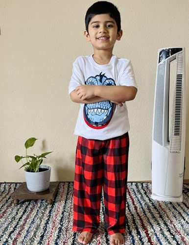 Ekouaer Boys Pajama Pants Soft Plaid Long Pj Pants Kids Cute Elastic Waist SLeep Bottoms with 2 Pockets 6-14 Years4