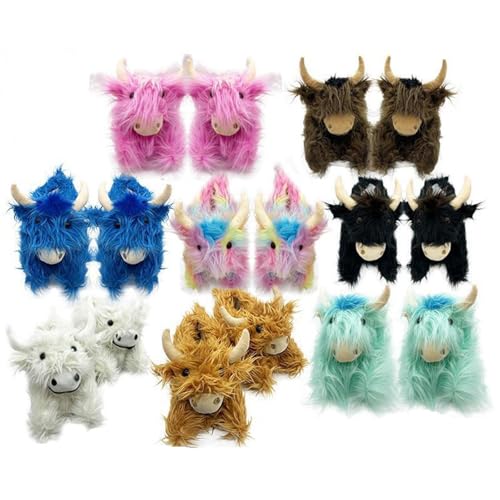 Highland Cow Plush Scottish Cow Slippers - Soft Warm Animal Home Indoor Unisex Slippers4