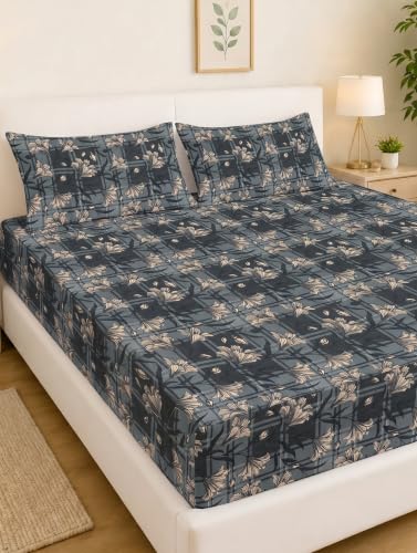 Image of Mafatlal King Size Bedsheet with 2 Pillow Covers (274 x 274 cm) | 140 GSM Microfiber | Soft, Breathable & Fade Resistant| Easy Care | Carbon Black