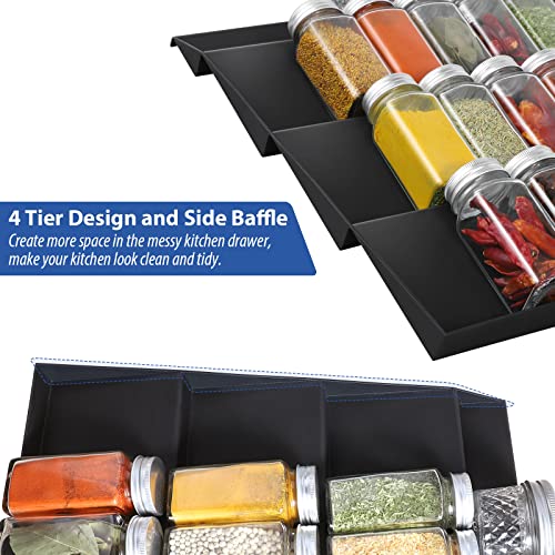 Spice Drawer Organiser Spice Rack for inside drawer, Drawer Spice Rack adjustable 30cm to 60cm 4 Tier, Spice Drawer insert Seasoning and Spice Racks Organiser for drawers of different width - Image 6
