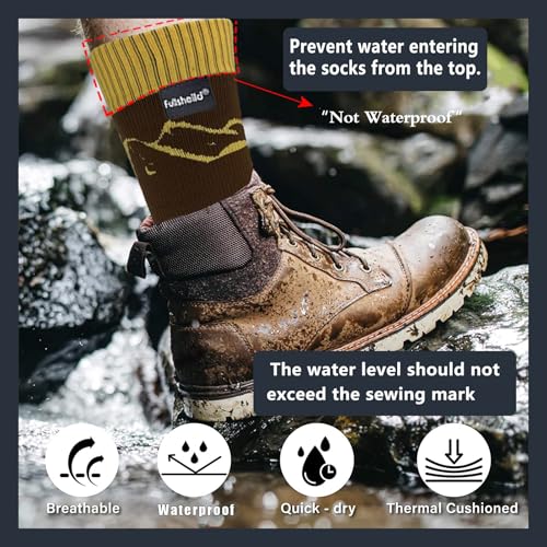 Fullsheild Men’s Waterproof Hiking Socks, Unisex Breathable Outdoor Athletic Hiking Wading Trail Running Skiing Crew Socks3