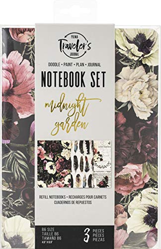 Prima Marketing Prima Traveler's Journal Personal Refill Notebook 3/Pkg-Midnight Garden, Monthly/Weekly/Blank