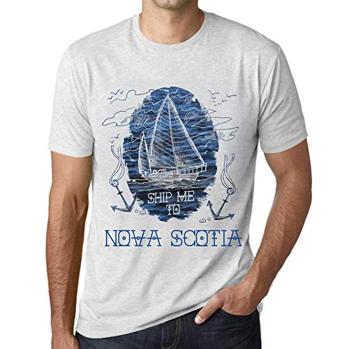Uomo Maglietta Spediscimi A Nova Scotia – Ship Me To Nova Scotia – T-Shirt Stampa Grafica Divertente Vintage Idea Regalo Originale alla Moda Bianco Chiazzato XL