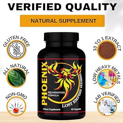 Lost Empire Herbs Phoenix Rejuvenation Formula Energy Blend of 4 Natural Health Herbs Pine Pollen, He Shou Wu, Ant, and Shilajit (90ct Capsules)