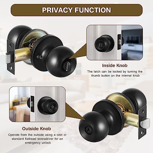 Faankiton Privacy Keyless Lock Set Stainless Steel Interior Door Knobs - Image 3